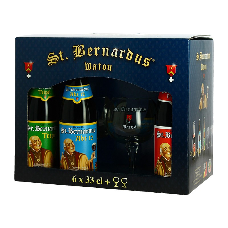 achat de bière SAINT BERNARDUS Coffret Bières Belges 6X33 cl+ 2 Verres