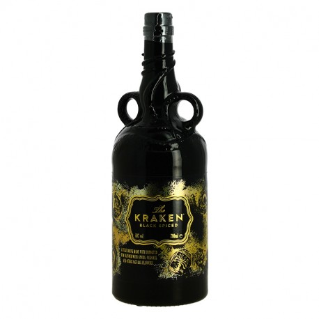 Bouteille de Rhum Caraïbes Black Spiced Rum, The Kraken alcool 70 cl