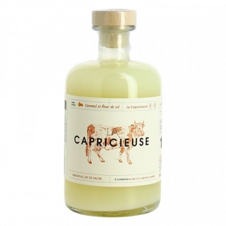 La CAPRICIEUSE Caramel et Fleur de Sel Liqueur au lait de Vache 70 cl