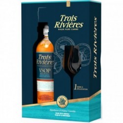 Rhum TROIS RIVIERES VSOP  70 cl en Coffret Cadeau + 2 Verres
